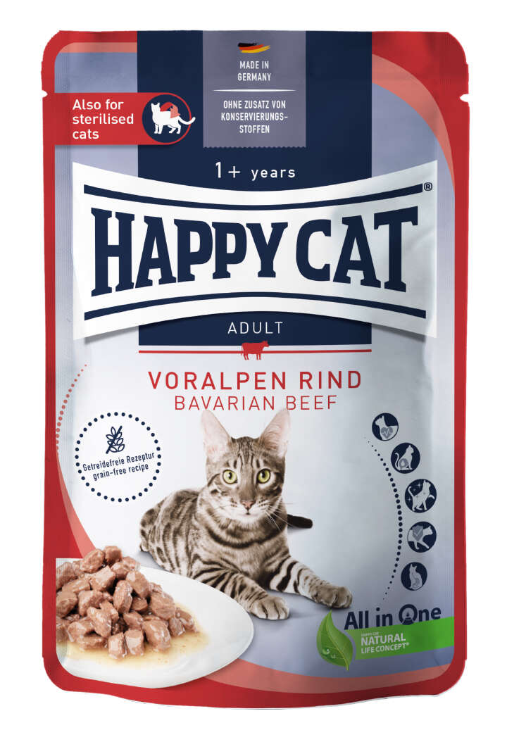 HAPPY CAT Katzen-Nassfutter Culinary Meat in Sauce Voralpen Rind
